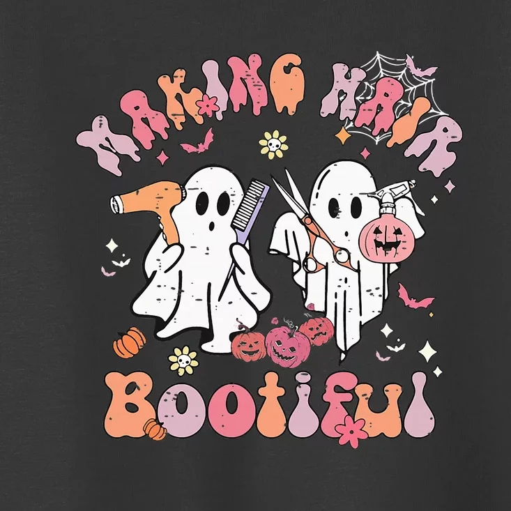 Retro Cute Ghost Halloween Hair Stylist Making Hair Bootiful Toddler T-Shirt