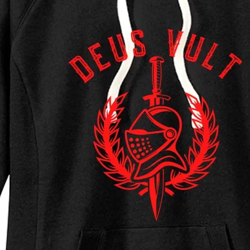 Roman Catholic Gift Deus Vult Crusader Women's Fleece Hoodie