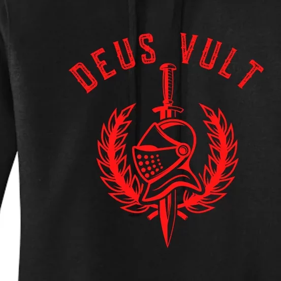 Roman Catholic Gift Deus Vult Crusader Women's Pullover Hoodie