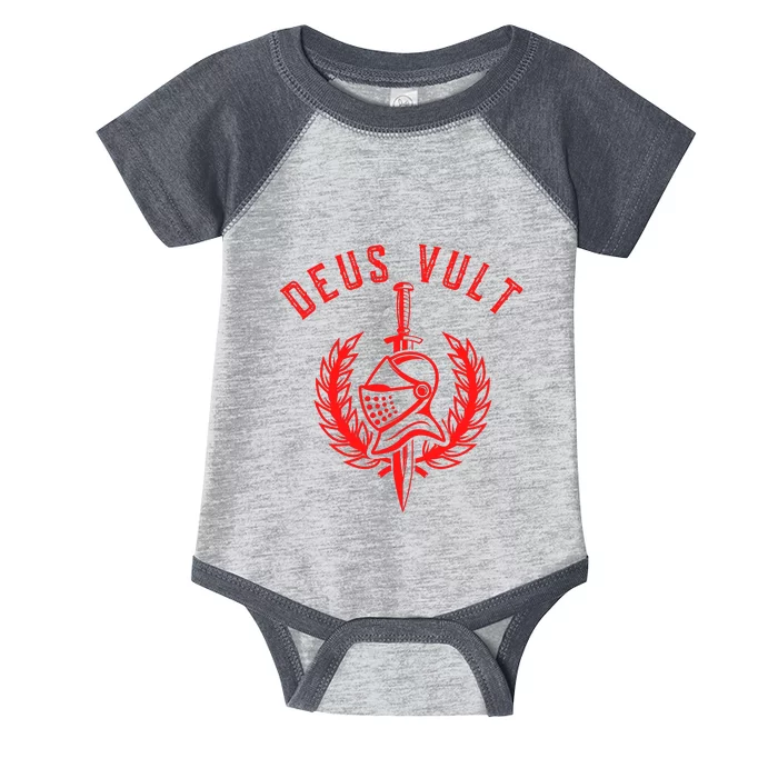 Roman Catholic Gift Deus Vult Crusader Infant Baby Jersey Bodysuit