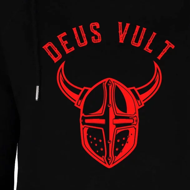 Roman Catholic Gift Deus Vult Crusader Womens Funnel Neck Pullover Hood