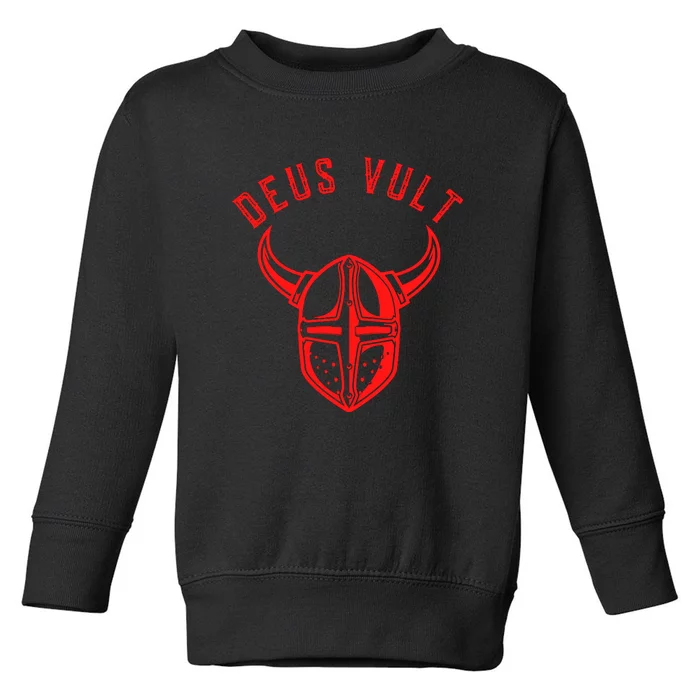 Roman Catholic Gift Deus Vult Crusader Toddler Sweatshirt