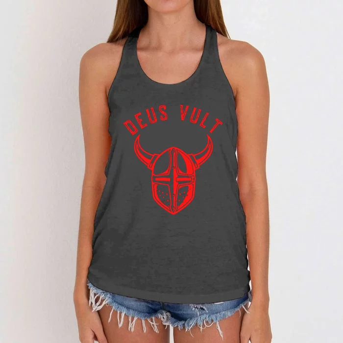 Roman Catholic Gift Deus Vult Crusader Women's Knotted Racerback Tank