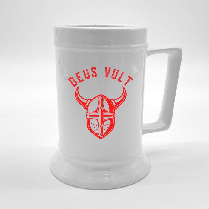 Roman Catholic Gift Deus Vult Crusader Front & Back Beer Stein