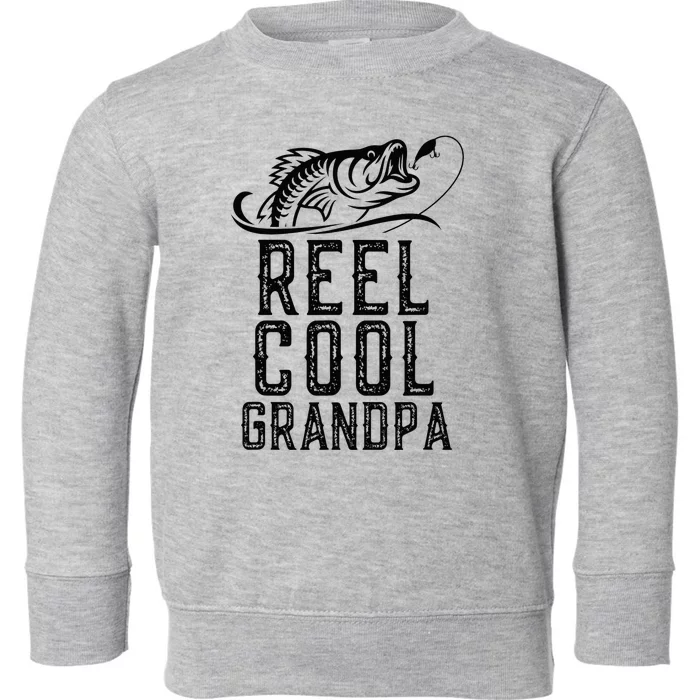 Reel Cool Grandpa Fishing Fisherman Funny Retro Toddler Sweatshirt