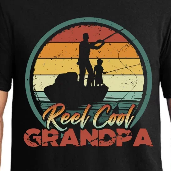 Reel Cool Grandpa Gift Retro Fishing Family Gift Pajama Set