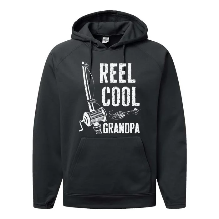 Reel Cool Grandpa Fishing Father's Day Performance Fleece Hoodie