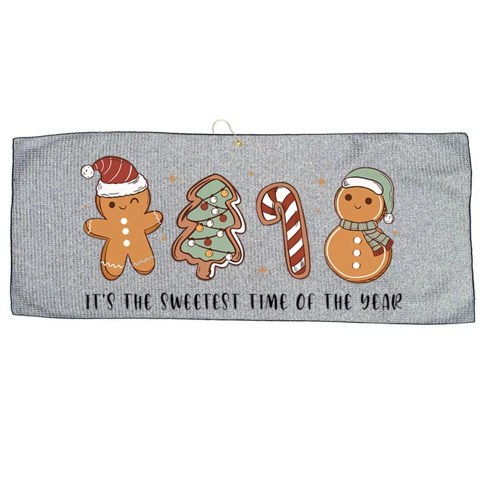 Retro Christmas Gingerbread Cookie Sweetest Time Of The Year Large Microfiber Waffle Golf Towel