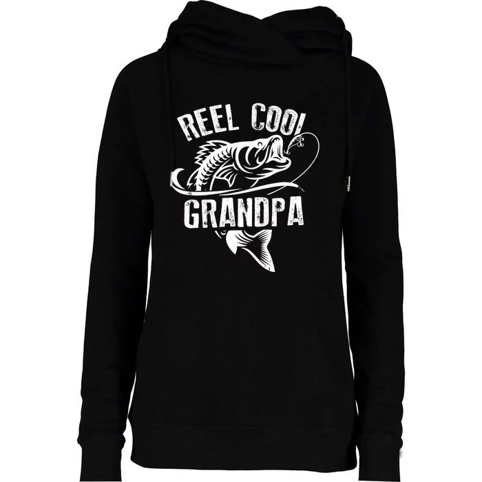 Reel Cool Grandpa Vintage Fishing Funny Grandpa Fisherman Womens Funnel Neck Pullover Hood