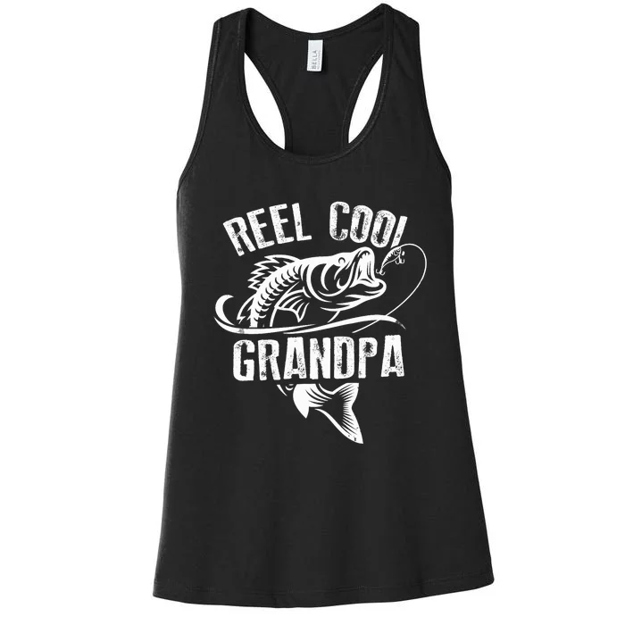 Reel Cool Grandpa Vintage Fishing Funny Grandpa Fisherman Women's Racerback Tank