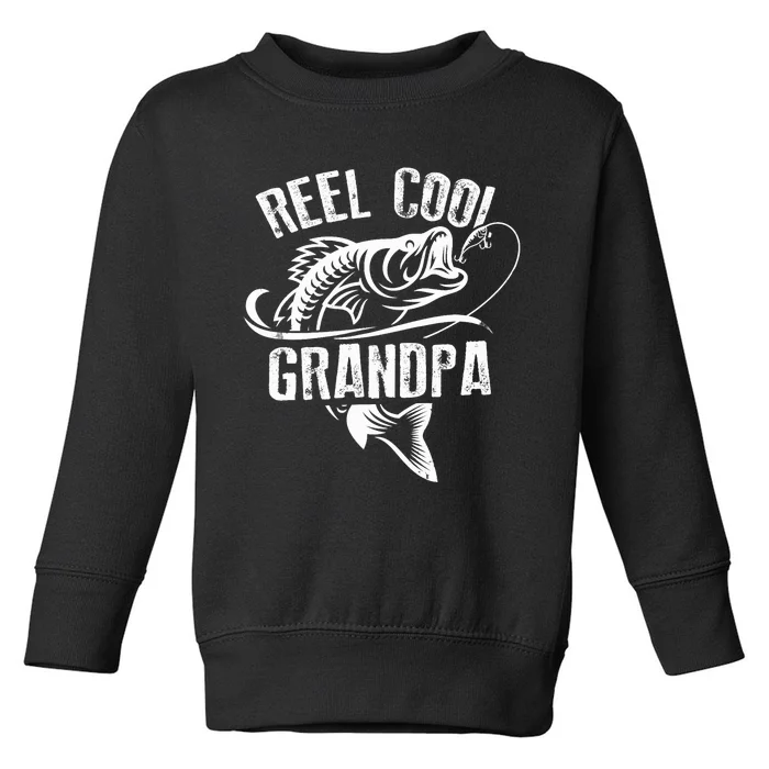 Reel Cool Grandpa Vintage Fishing Funny Grandpa Fisherman Toddler Sweatshirt