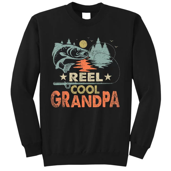 Reel Cool Grandpa Fishing Lover Vintage Father's Day Tall Sweatshirt