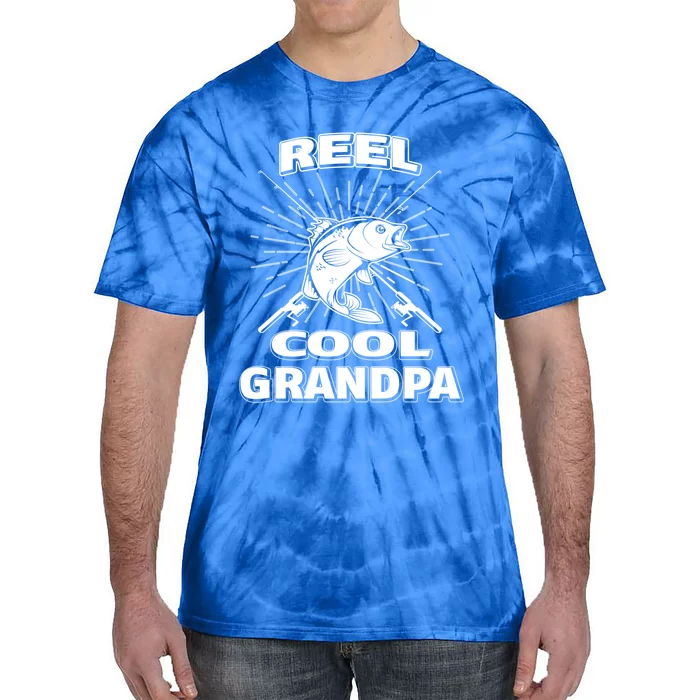 Reel Cool Grandpa Fishing Family Retired Lake Rod Great Gift Tie-Dye T-Shirt