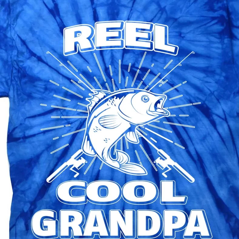 Reel Cool Grandpa Fishing Family Retired Lake Rod Great Gift Tie-Dye T-Shirt