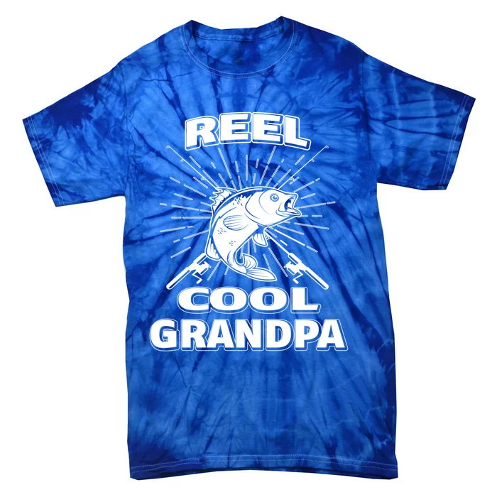 Reel Cool Grandpa Fishing Family Retired Lake Rod Great Gift Tie-Dye T-Shirt