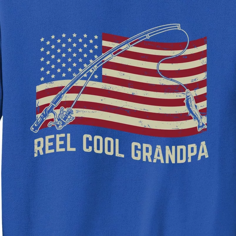 Reel Cool Grandpa American Flag Fishing Rod Cute Gift Tall Sweatshirt