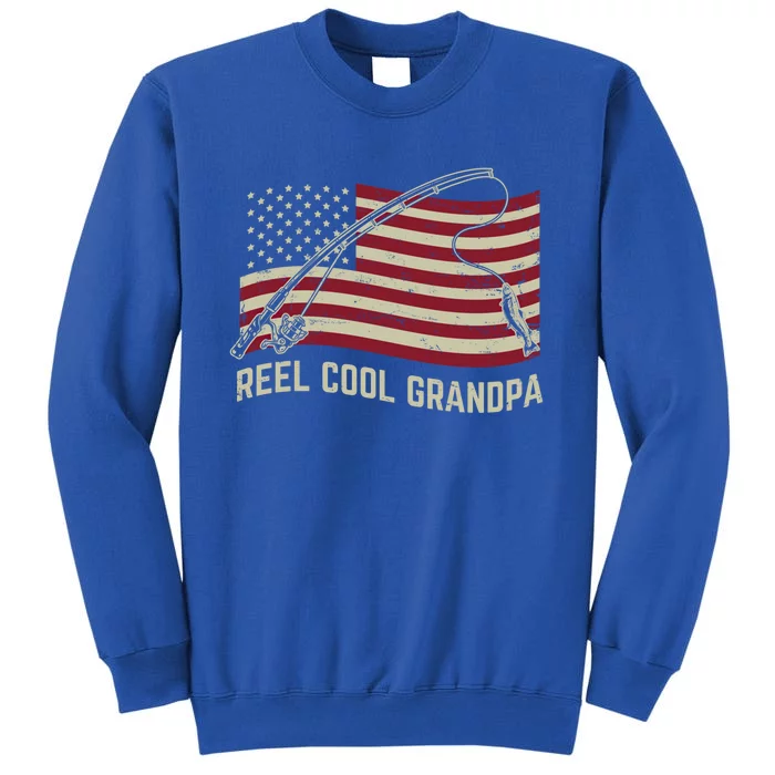 Reel Cool Grandpa American Flag Fishing Rod Cute Gift Tall Sweatshirt