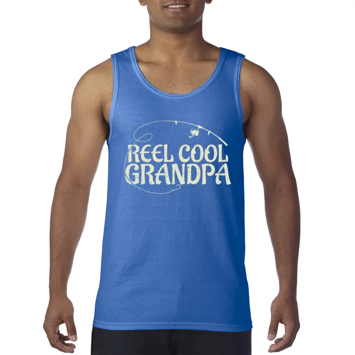 Reel Cool Grandpa Dad Grandpa Funny Fishing Gift Tank Top