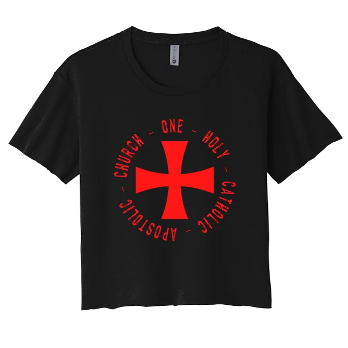 Roman Catholic Gift One Holy Apostolic Church Women's Crop Top Tee