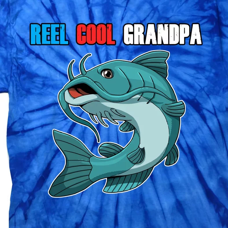 Reel Cool Grandpa Funny Gift Fathers Day Fishing Gift Tie-Dye T-Shirt