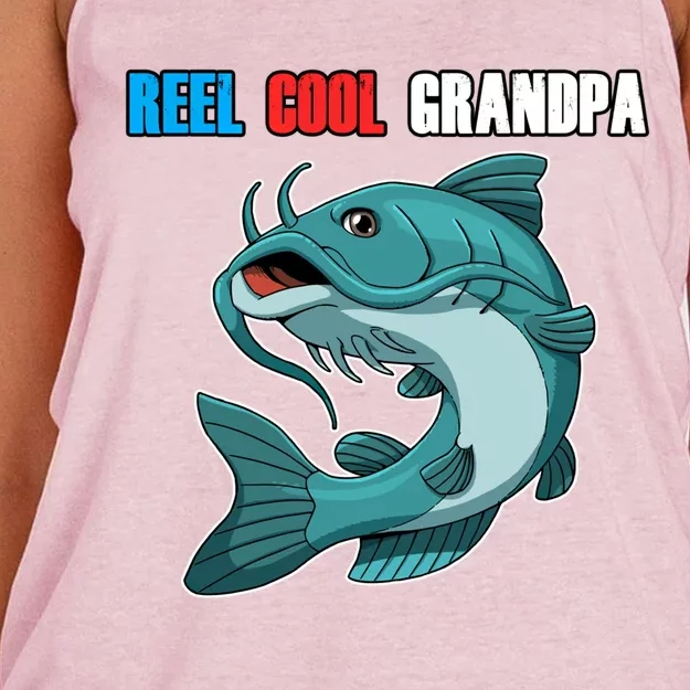 Reel Cool Grandpa Funny Gift Fathers Day Fishing Gift Women's Knotted Racerback Tank