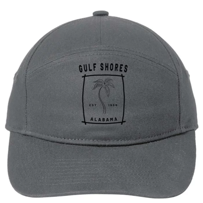 Retro Cool Gulf Shores Alabama Palm Tree Novelty Art 7-Panel Snapback Hat