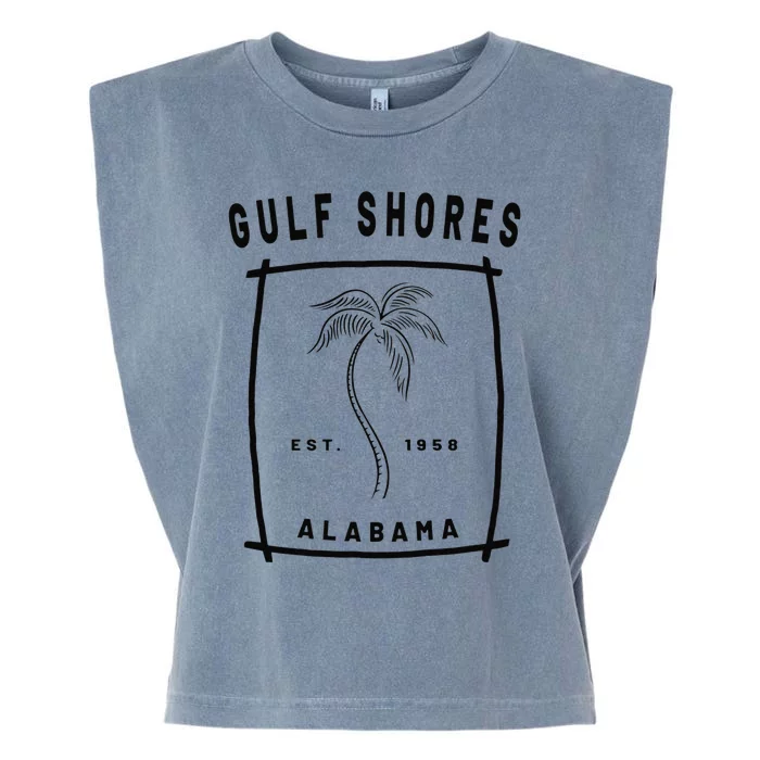 Retro Cool Gulf Shores Alabama Palm Tree Novelty Art Garment-Dyed Women's Muscle Tee