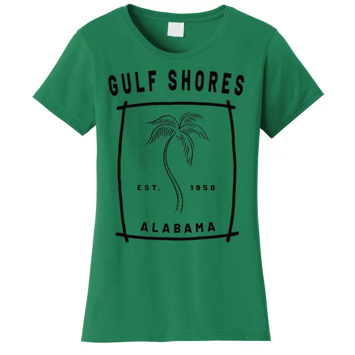 Retro Cool Gulf Shores Alabama Palm Tree Novelty Art Women's T-Shirt