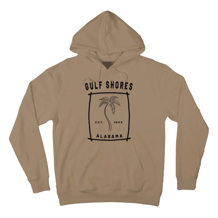 Retro Cool Gulf Shores Alabama Palm Tree Novelty Art Hoodie