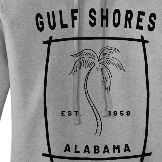 Retro Cool Gulf Shores Alabama Palm Tree Novelty Art Women's Pullover Hoodie