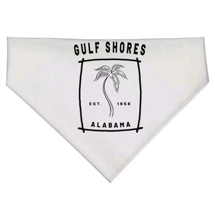 Retro Cool Gulf Shores Alabama Palm Tree Novelty Art USA-Made Doggie Bandana