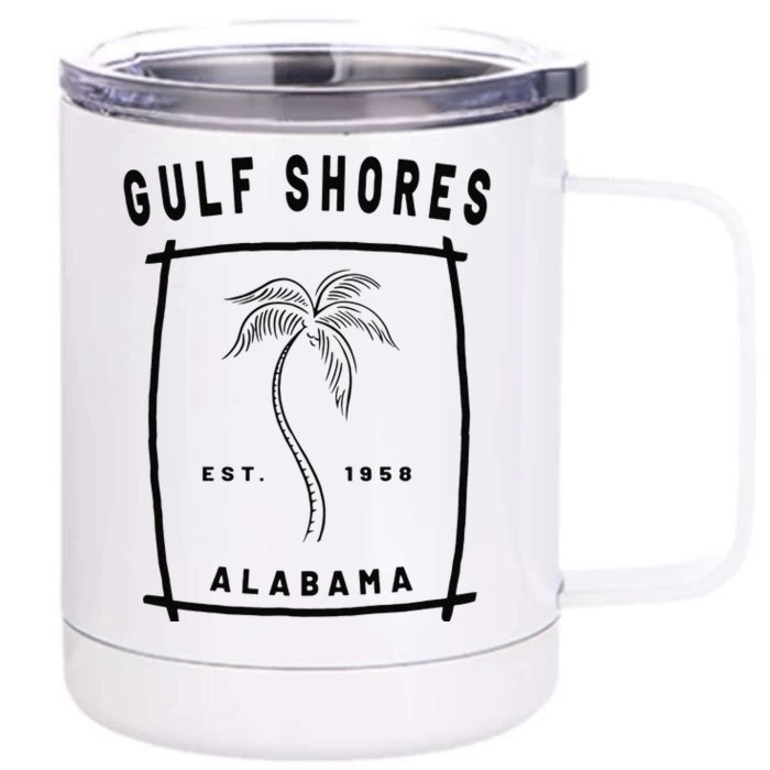 Retro Cool Gulf Shores Alabama Palm Tree Novelty Art Front & Back 12oz Stainless Steel Tumbler Cup