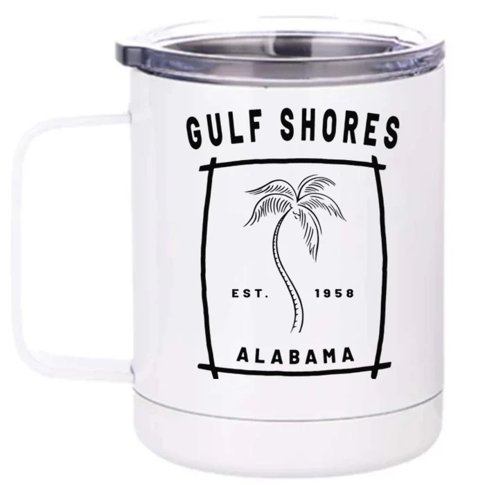 Retro Cool Gulf Shores Alabama Palm Tree Novelty Art Front & Back 12oz Stainless Steel Tumbler Cup