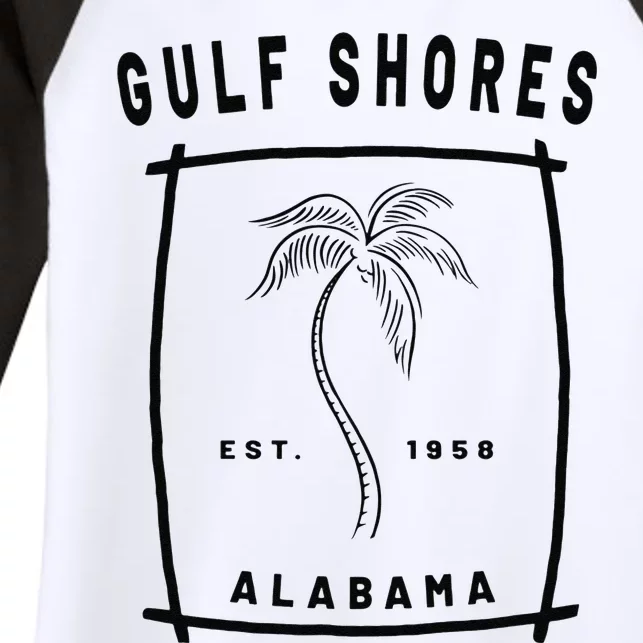 Retro Cool Gulf Shores Alabama Palm Tree Novelty Art Women's Tri-Blend 3/4-Sleeve Raglan Shirt