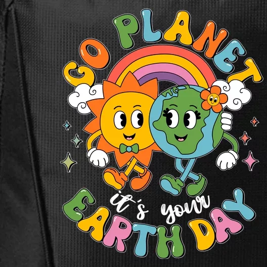 Retro Cartoon Go Planet Its Your Earth Day City Backpack