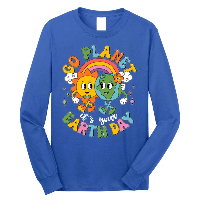 Retro Cartoon Go Planet Its Your Earth Day Long Sleeve Shirt