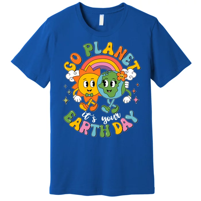 Retro Cartoon Go Planet Its Your Earth Day Premium T-Shirt