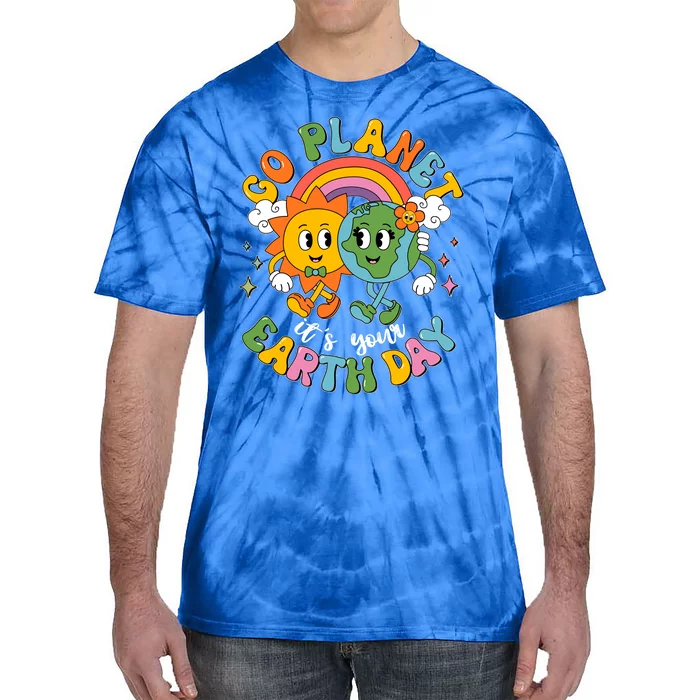 Retro Cartoon Go Planet Its Your Earth Day Tie-Dye T-Shirt