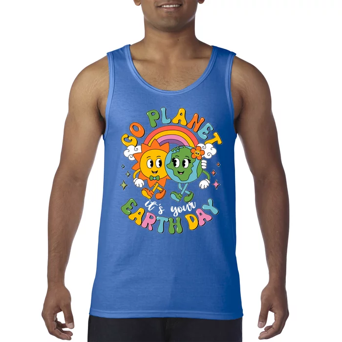 Retro Cartoon Go Planet Its Your Earth Day Tank Top