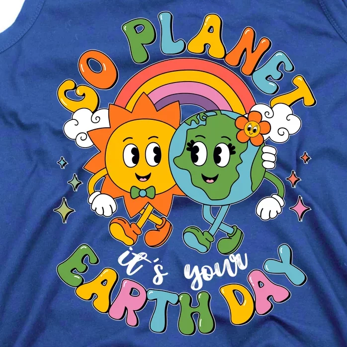 Retro Cartoon Go Planet Its Your Earth Day Tank Top