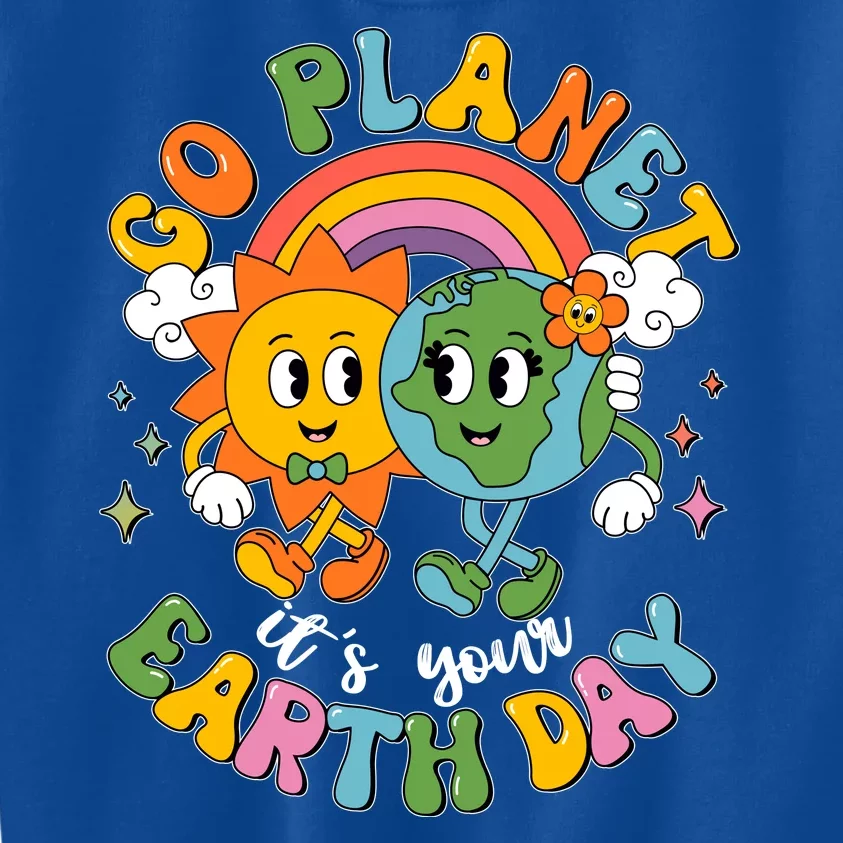 Retro Cartoon Go Planet Its Your Earth Day Kids Sweatshirt