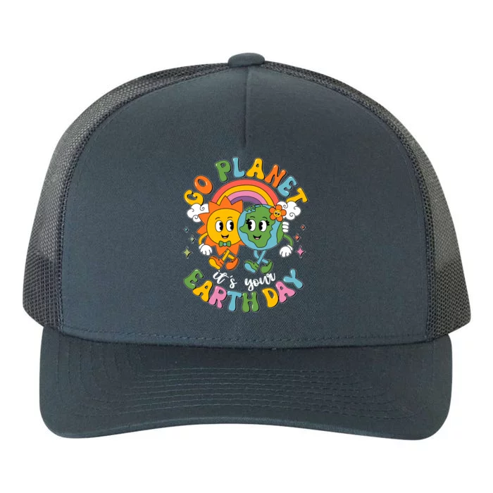 Retro Cartoon Go Planet Its Your Earth Day Yupoong Adult 5-Panel Trucker Hat