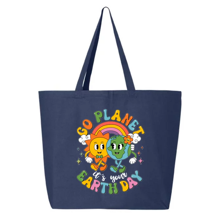 Retro Cartoon Go Planet Its Your Earth Day 25L Jumbo Tote