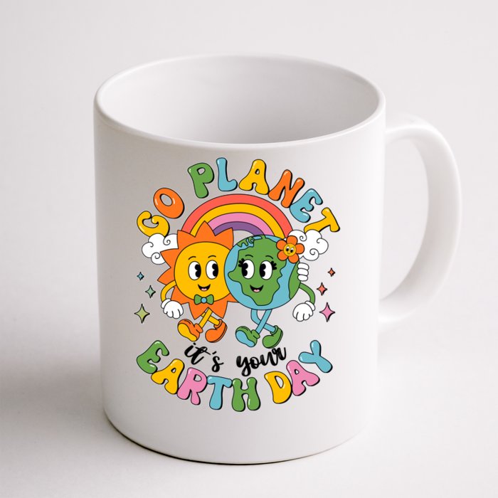 Retro Cartoon Go Planet Its Your Earth Day Front & Back Coffee Mug