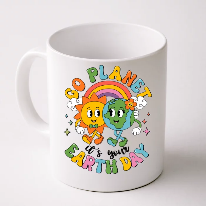 Retro Cartoon Go Planet Its Your Earth Day Front & Back Coffee Mug