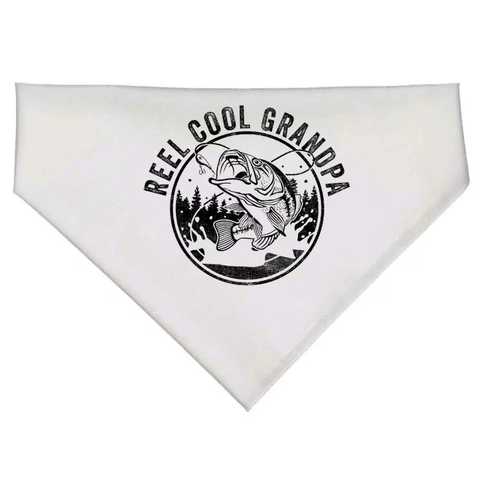 Reel Cool Grandpa Funny Fathers Day Gift USA-Made Doggie Bandana