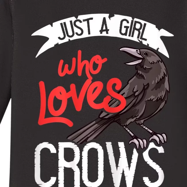 Raven Crow Gift Birding Bird Watching Just A Girl Who Loves Crows Baby Long Sleeve Bodysuit