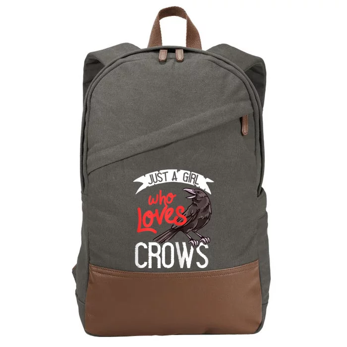 Raven Crow Gift Birding Bird Watching Just A Girl Who Loves Crows Cotton Canvas Backpack