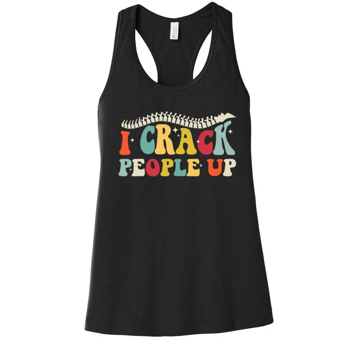 Retro Chiropractic Groovy Spinal Cord Chiropractor Funny Women's Racerback Tank