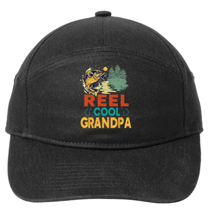 Reel Cool Grandpa Fishing Fun Fathers Day Fishermen 7-Panel Snapback Hat